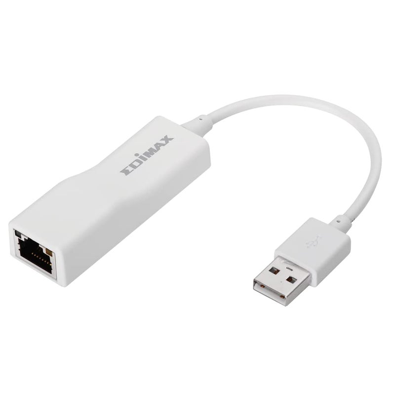 Edimax USB 2.0 Fast Ethernet LAN Adapter, USB to RJ45 100Mbps Network LAN Converter, Plug and Play, Windows, MacBook Pro/Air and More, EU-4208, White - Image 1